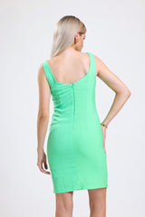 Cemine Women's Vibrant Green Sleeveless Bodycon Midi Dress