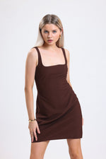 Cemine Women's Elegant Chocolate Brown A-line Dress