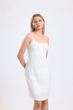 Cemine Women's Classic White Linen Blend Sheath Dress