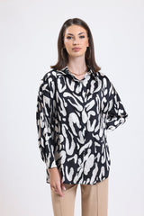 Cemine Women's Monochrome Abstract Print Button-Up Shirt