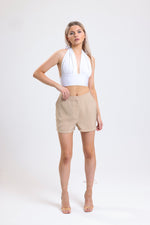 Cemine Women's Classic Beige Modal Blend Tailored Shorts