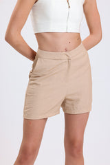 Cemine Women's Beige Tailored Viscon Shorts