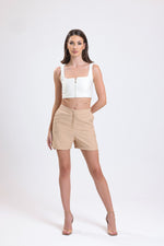 Cemine Women's Beige Tailored Viscon Shorts