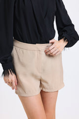 Cemine Women's Chic Neutral Beige Tailored Shorts