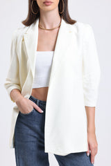 Cemine Women's Contemporary Ivory Open-Front Blazer