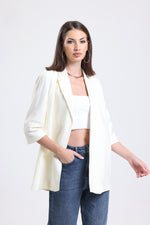 Cemine Women's Contemporary Ivory Open-Front Blazer