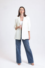 Cemine Women's Contemporary Ivory Open-Front Blazer