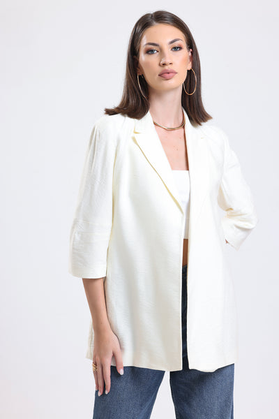 Cemine Women's Contemporary Ivory Open-Front Blazer