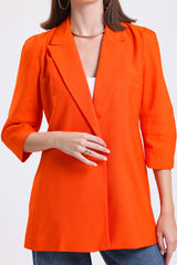 Cemine Vivid Tangerine Tailored Blazer with Rolled Sleeves