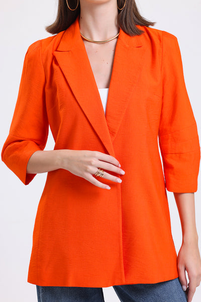 Cemine Vivid Tangerine Tailored Blazer with Rolled Sleeves