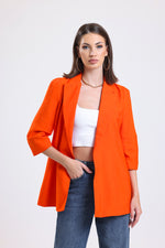 Cemine Vivid Tangerine Tailored Blazer with Rolled Sleeves