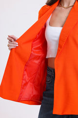 Cemine Vivid Tangerine Tailored Blazer with Rolled Sleeves