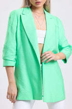 Cemine Women's Spring Breeze Lightweight Linen-Blend Blazer in Vibrant Green