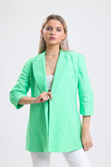 Cemine Women's Spring Breeze Lightweight Linen-Blend Blazer in Vibrant Green