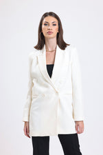 Cemine Women's Elegant Ivory Double-Breasted Blazer