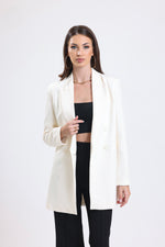 Cemine Women's Elegant Ivory Double-Breasted Blazer