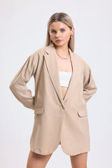 Cemine Women's Classic Beige Oversized Blazer