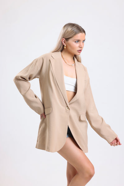 Cemine Women's Classic Beige Oversized Blazer