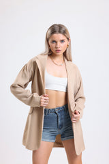 Cemine Women's Classic Beige Oversized Blazer