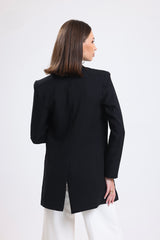 Cemine Women's Tailored Double-Breasted Black Blazer