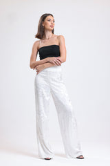 Cemine Women's Exotic White Palazzo Pants