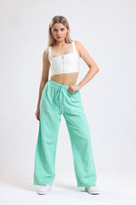 Cemine Women's Mint Breeze Relaxed Fit Drawstring Linen Pants