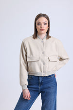 Cemine Women's Essential Beige Bomber Jacket