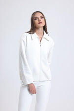 Cemine Classic White Zip-Up Fleece Jacket