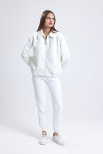 Cemine Classic White Zip-Up Fleece Jacket