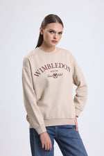 Cemine Women's Classic Beige Wimbledon Winter Tennis Club Sweatshirt