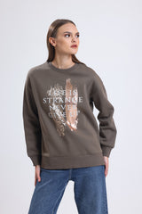 Cemine Women's Olive 'Life is Strange Never Give Up' Graphic Sweatshirt