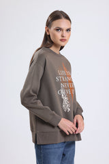 Cemine Women's Olive 'Life is Strange Never Give Up' Graphic Sweatshirt