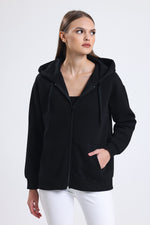 Cemine Women's Casual Black Zip Hoodie