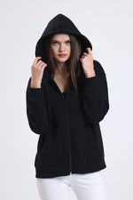 Cemine Women's Casual Black Zip Hoodie