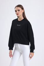 Cemine Women's Casual Black Sweatshirt with "Awesome Life" Print