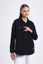 Cemine Women's Tailored Black Shirt Jacket