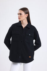 Cemine Women's Tailored Black Shirt Jacket