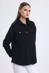 Cemine Women's Tailored Black Shirt Jacket