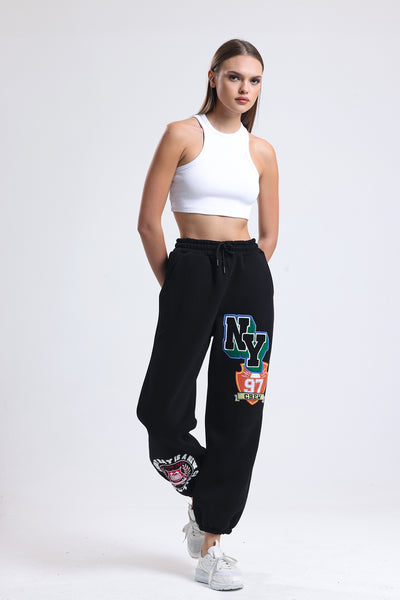 Cemine Women's Athletic-Inspired NY Graphic Joggers