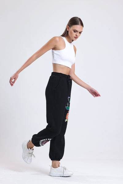 Cemine Women's Athletic-Inspired NY Graphic Joggers