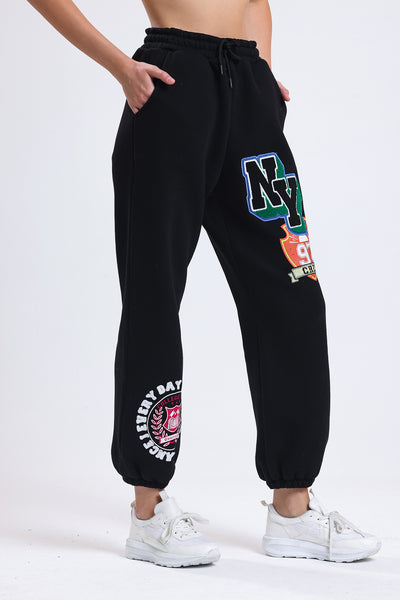 Cemine Women's Athletic-Inspired NY Graphic Joggers