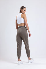 Cemine Women's Tailored Taupe Cotton Joggers