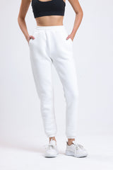 Cemine Women's Pure White Plush Cotton Joggers