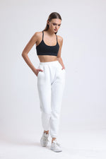 Cemine Women's Pure White Plush Cotton Joggers