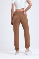 Cemine Women's Casual 100% Linen Drawstring Pants in Earthy Brown