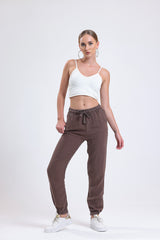 Cemine Natural Brown Linen Drawstring Pants