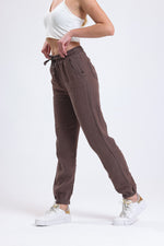 Cemine Natural Brown Linen Drawstring Pants