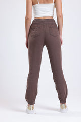 Cemine Natural Brown Linen Drawstring Pants