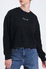 Cemine Women's "Awesome Life" Motivational Black Cotton Blend Sweatshirt